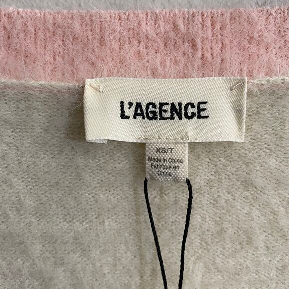 L'Agence Color Block Cardigan with Puff Elbow Sleeves, Size XS - Picture 3 of 8